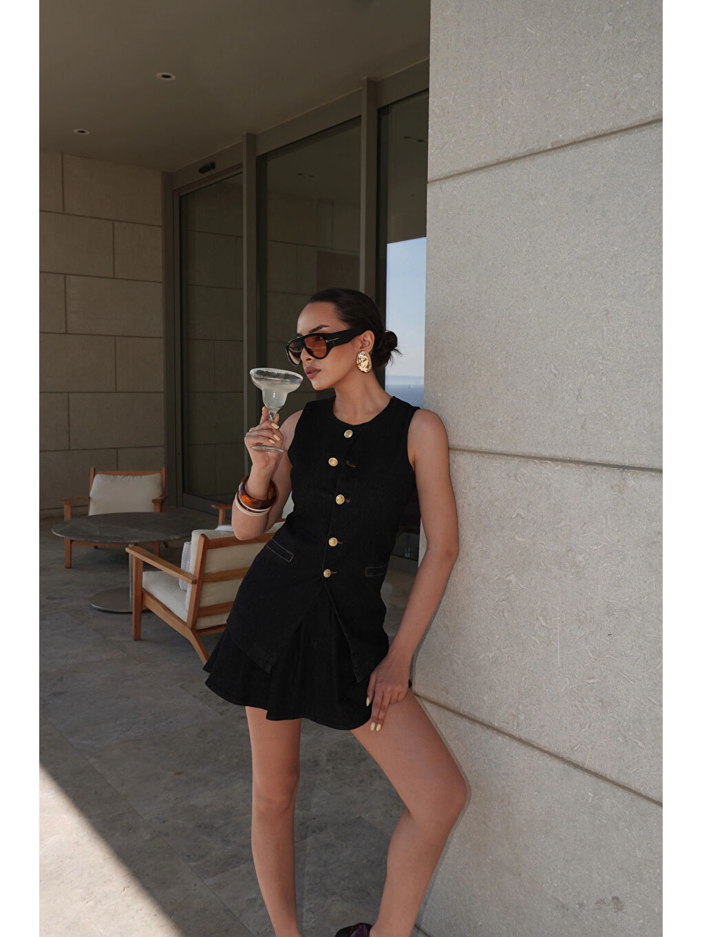 Karışık Kadın Siyah Yelekli Jean Takım 0999-25112-5