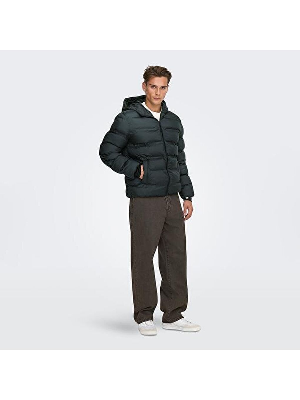 Union Seamless Life Puffer Erkek Siyah Kapüşonlu Mont-4