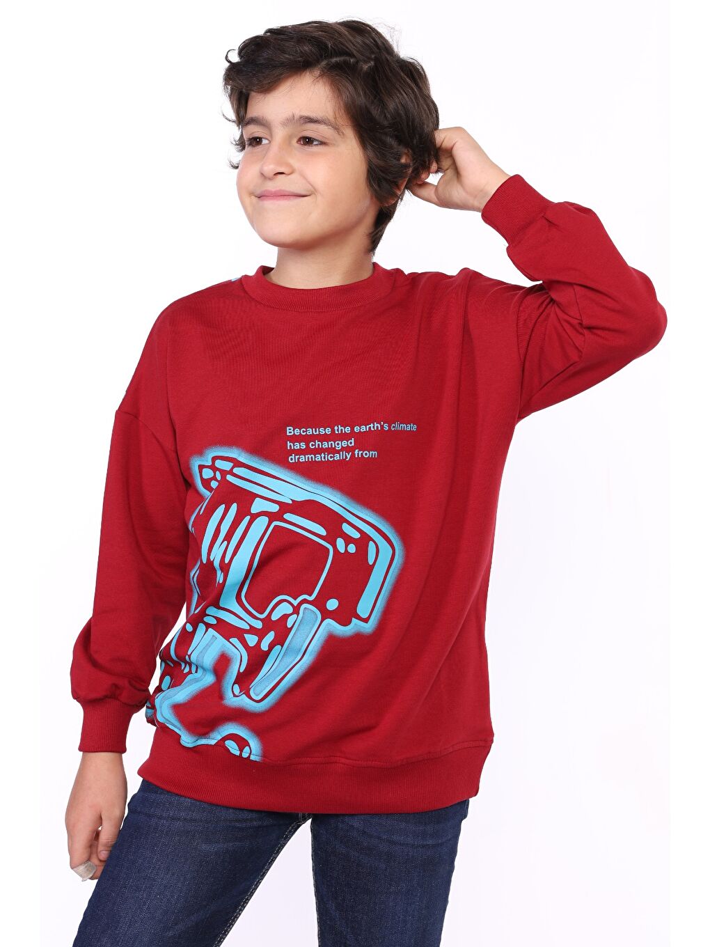 Toontoykids Bordo Erkek Çocuk Baskılı Sweatshirt