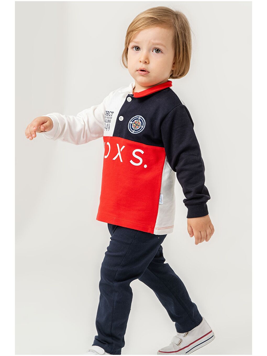 Kırmızı Erkek Bebek Pamuklu Polo Takım Pantolon Üst İkili Takım-1