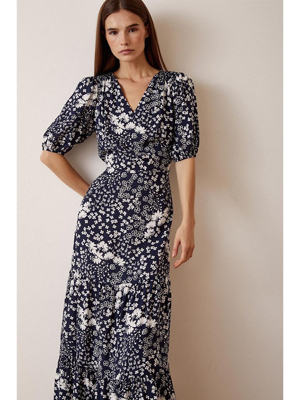 Siyah Fakir Kol V Yaka Elbise-3