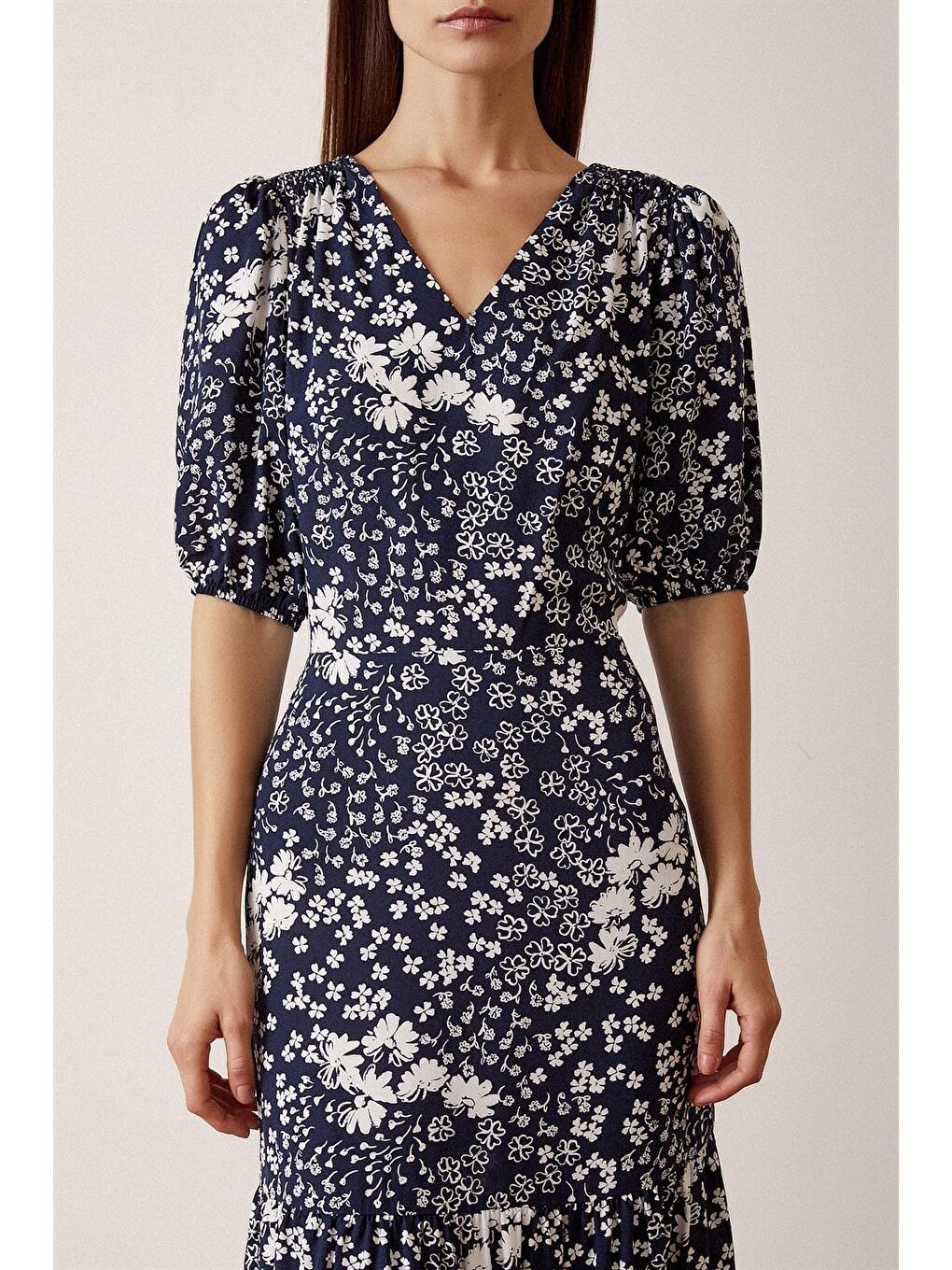 Siyah Fakir Kol V Yaka Elbise-4