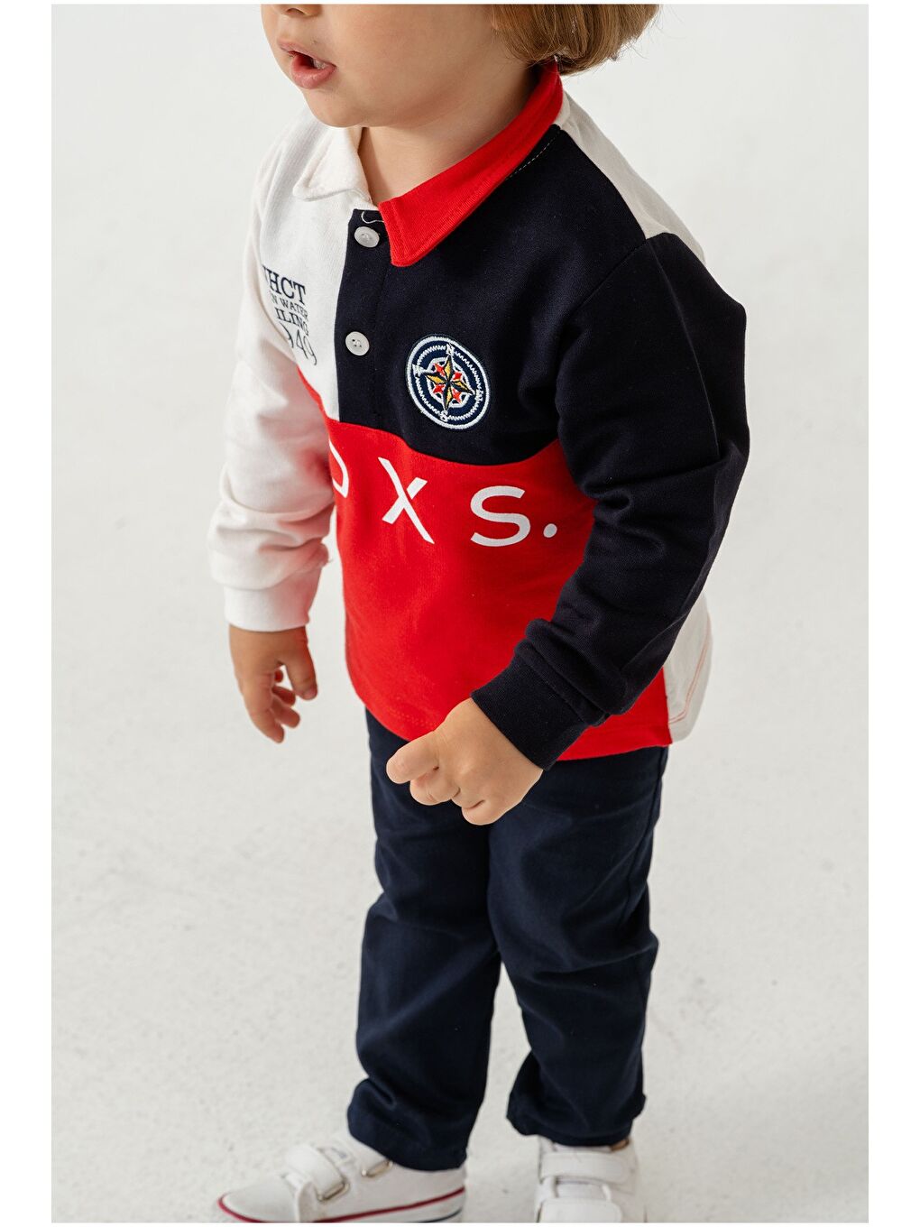 Kırmızı Erkek Bebek Pamuklu Polo Takım Pantolon Üst İkili Takım-3