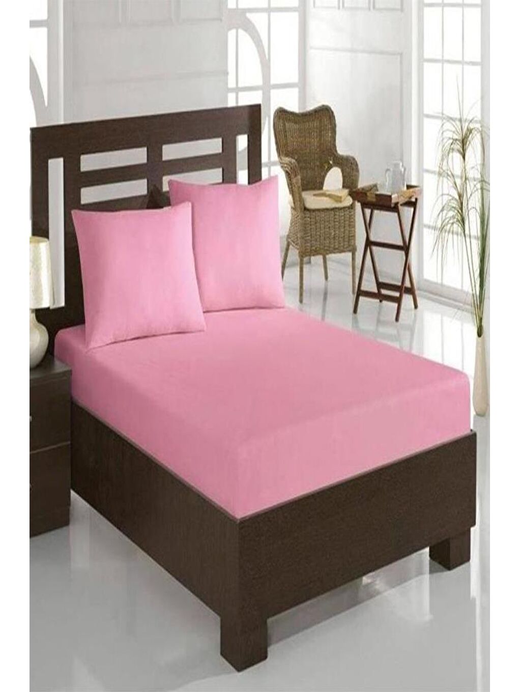 Karışık Penye Tek Kişilik Lastikli Çarşaf Pembe-1