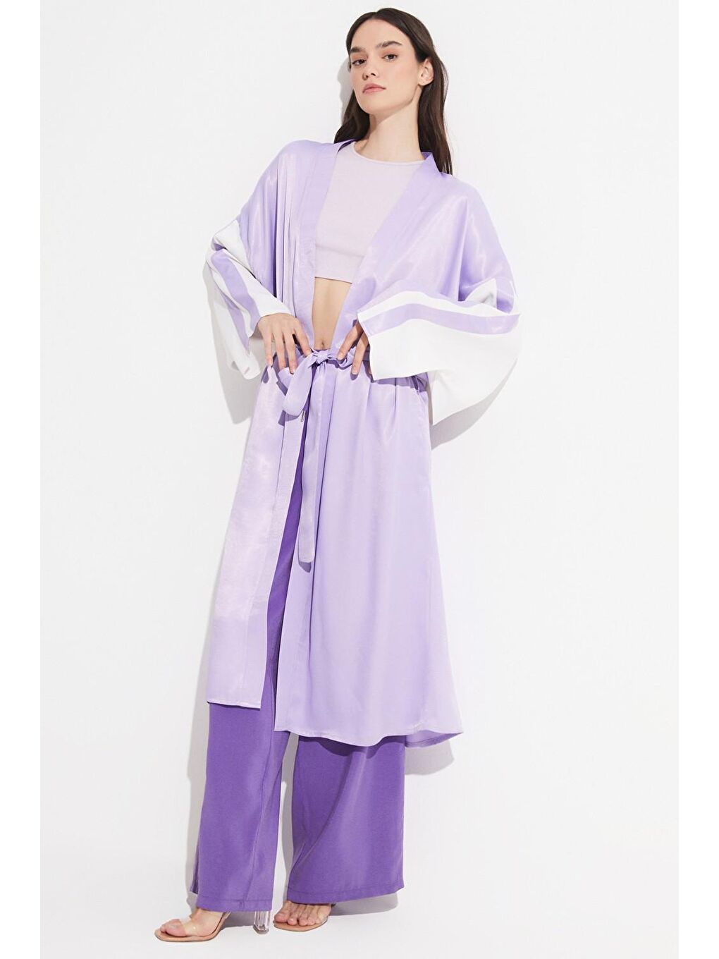 June Lila Exclusive Sırt Baskılı Viskon Kimono - 3