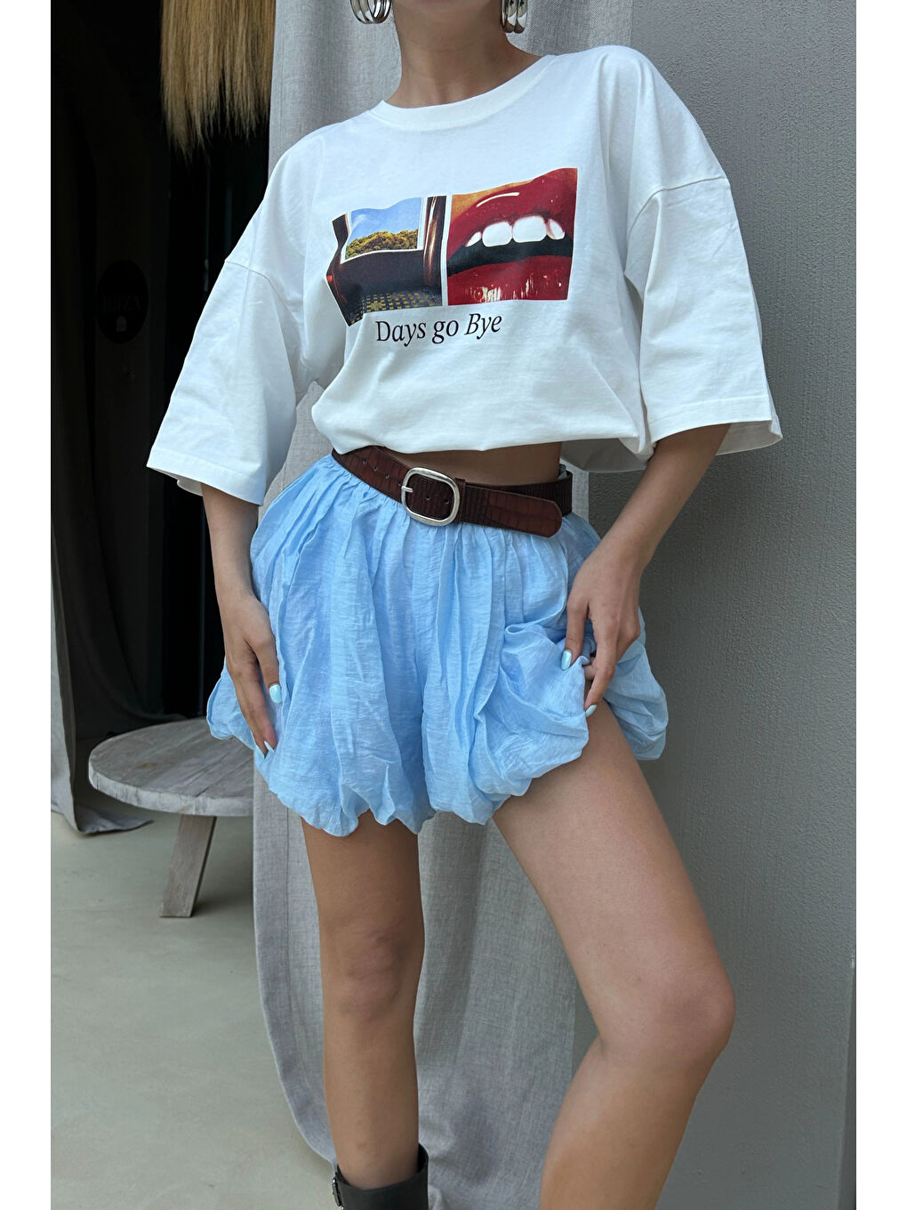 Karışık Kadın Mavi Balon Etek 1017-4139