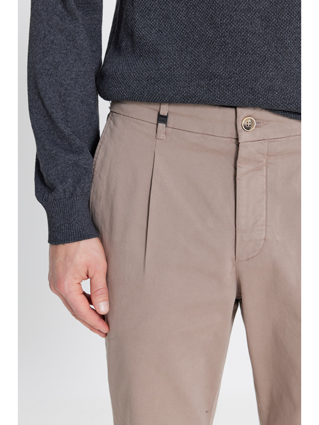 Erkek Bej Pamuklu Slim Fit Dar Kesim Yan Cepli Casual Esnek Pantolon-3