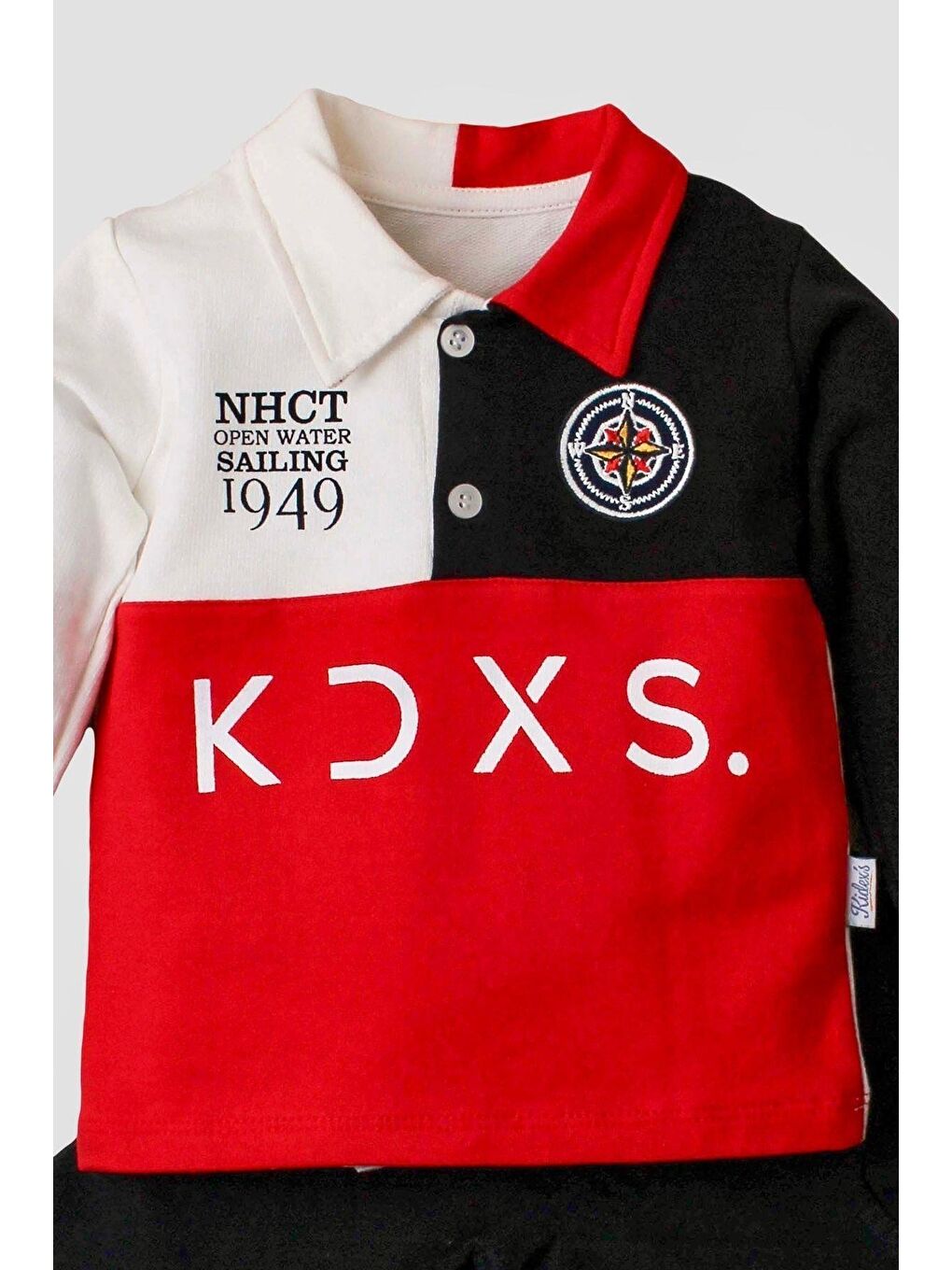 Kırmızı Erkek Bebek Pamuklu Polo Takım Pantolon Üst İkili Takım-5