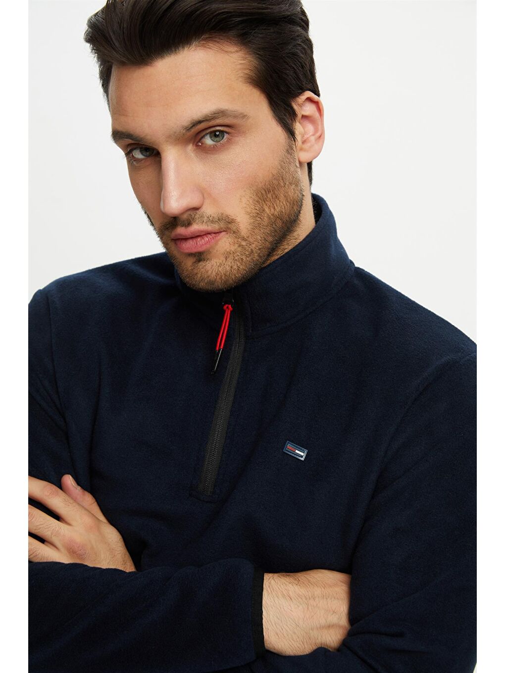 Lacivert Erkek Dik Yaka Yarım Fermuar Kışlık Sweatshirt PO-001-5