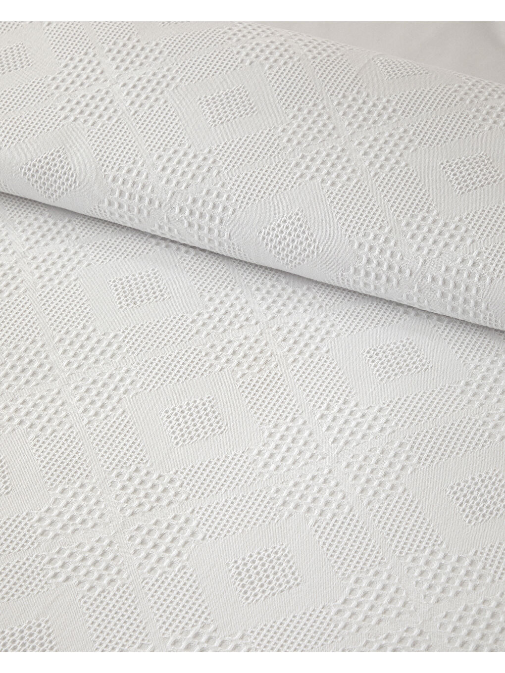 Pearl Pamuklu Çift Kişilik Yatak Örtüsü Takımı Beyaz-3