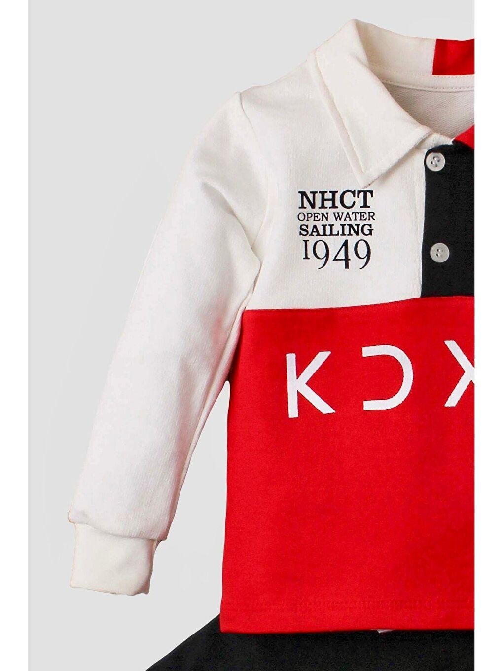 Kırmızı Erkek Bebek Pamuklu Polo Takım Pantolon Üst İkili Takım-7