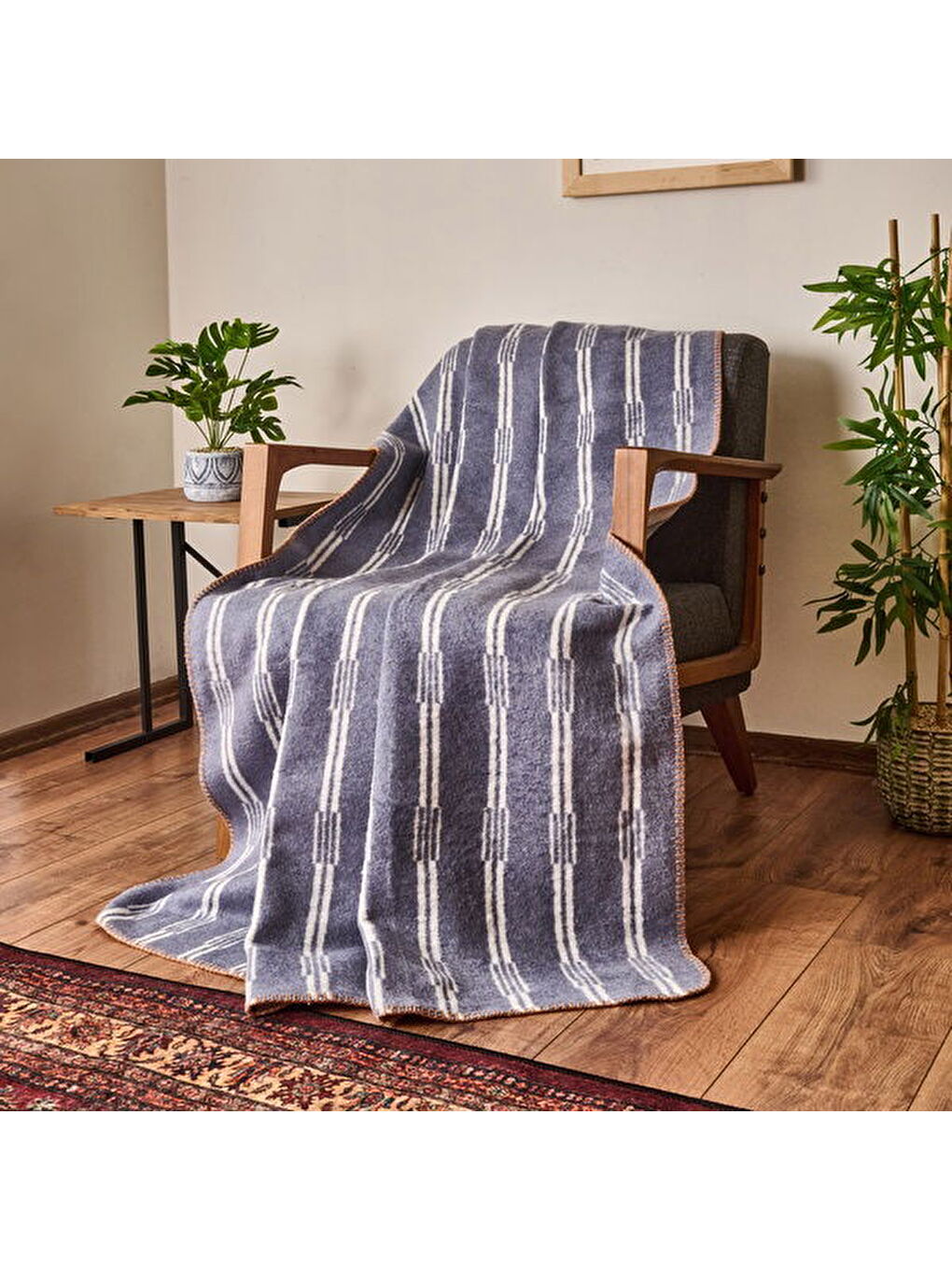 Soft Mavruz Pamuklu Tv Battaniyesi - Mavi - 130x170 cm