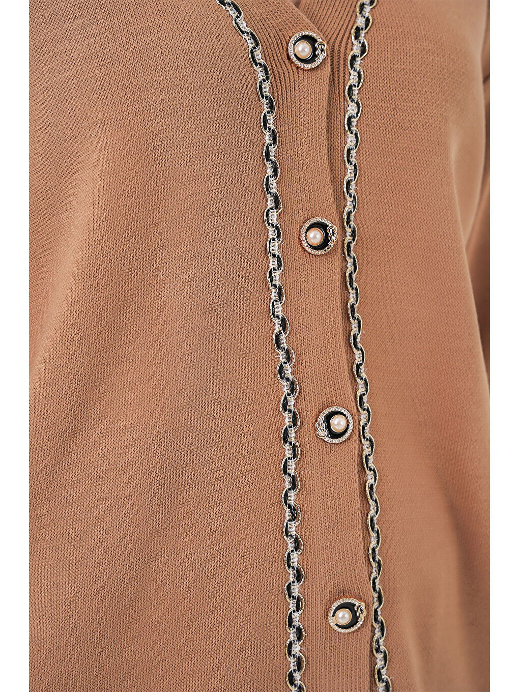 Sarı Kadın Hırka Pantolon Triko İkili Takım 15956 - Camel-4