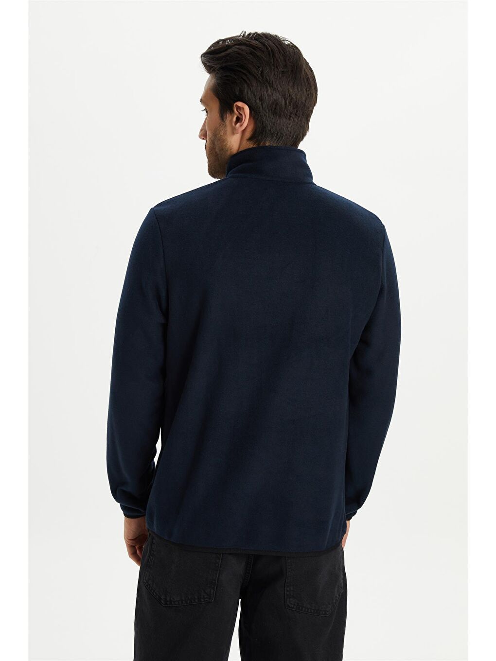 Lacivert Erkek Dik Yaka Yarım Fermuar Kışlık Sweatshirt PO-001-6
