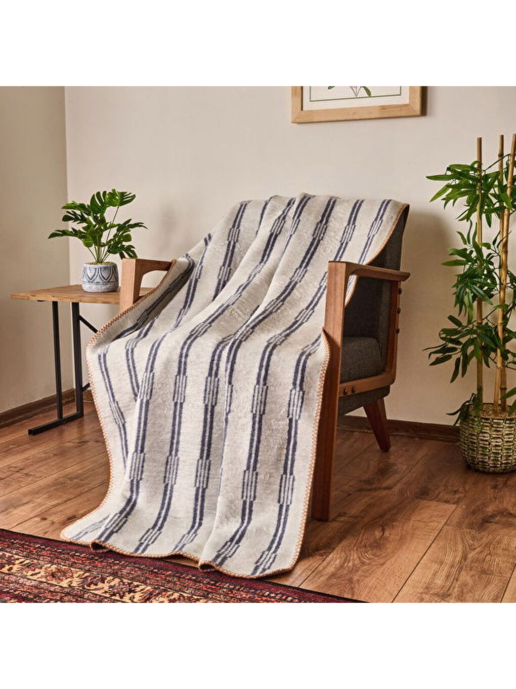 Soft Mavruz Pamuklu Tv Battaniyesi - Mavi - 130x170 cm-3