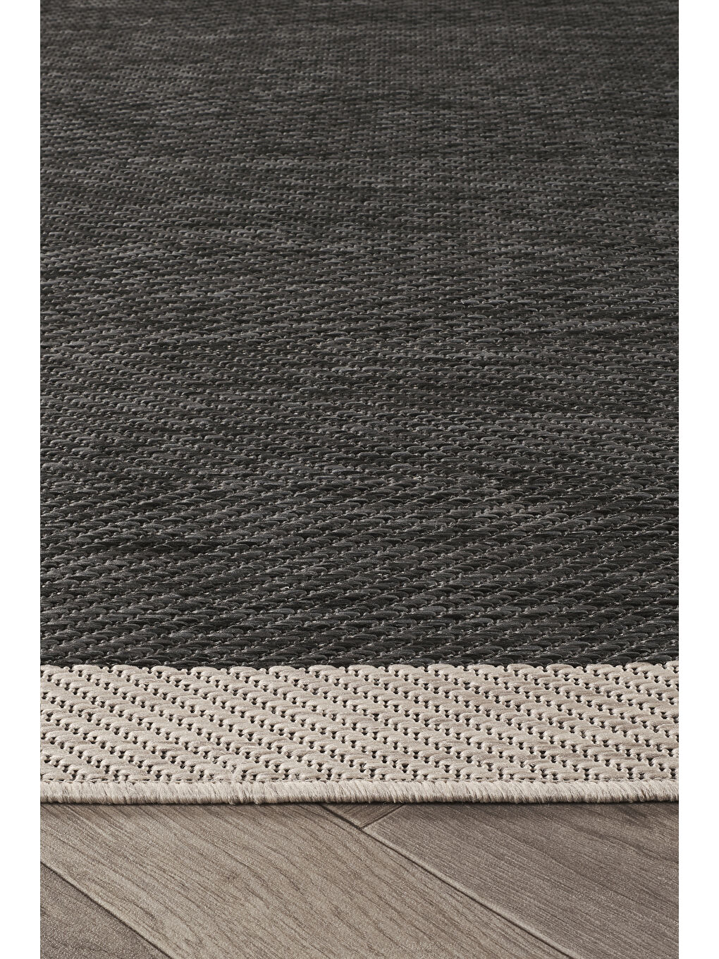 Sisalux 3089 Antrasit Sisal Yuvarlak Sisal Dokuma Jüt Kilim Hav Toz Vermez Mutfak Oda Halısı-120x120-3