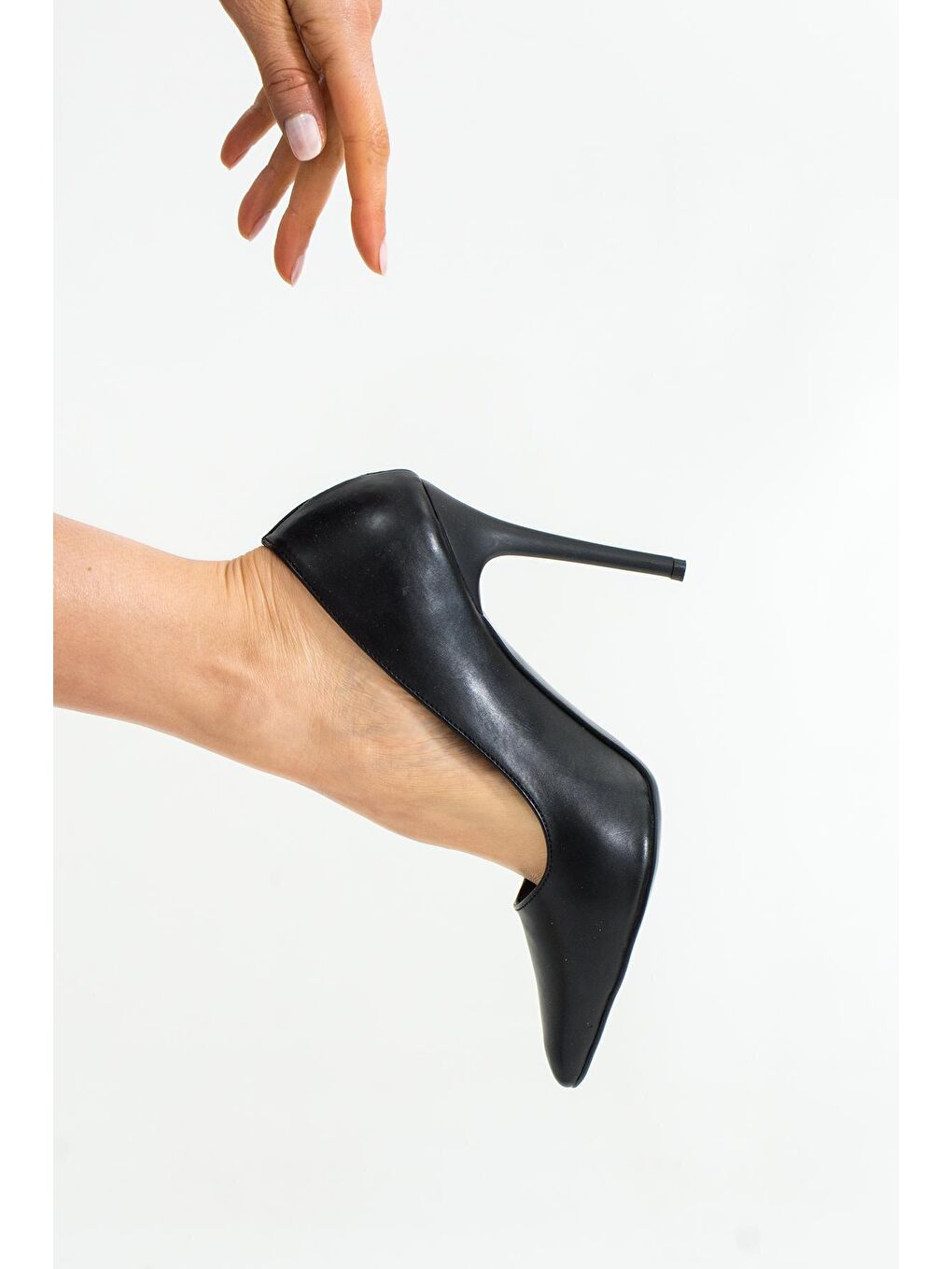 Pembe Potin Siyah Rahat Kalıp Uzun Topuklu Kadın Klasik Stiletto 017-1770-23Cilt - 2