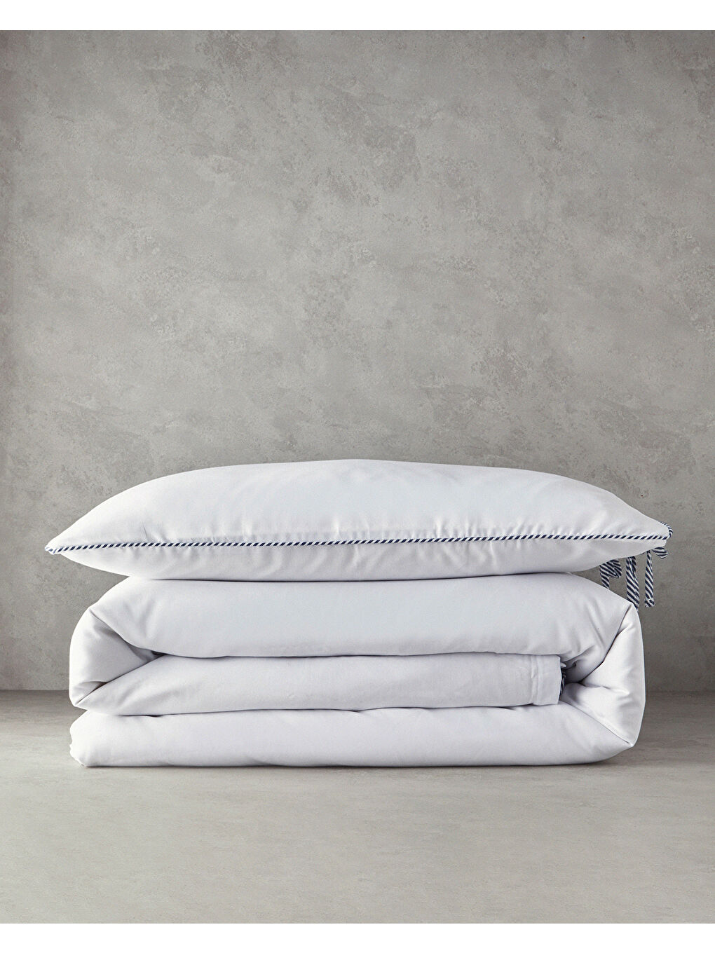 Comfy Plain Tek Kişilik Nevresim Takımı Beyaz - Lacivert-6