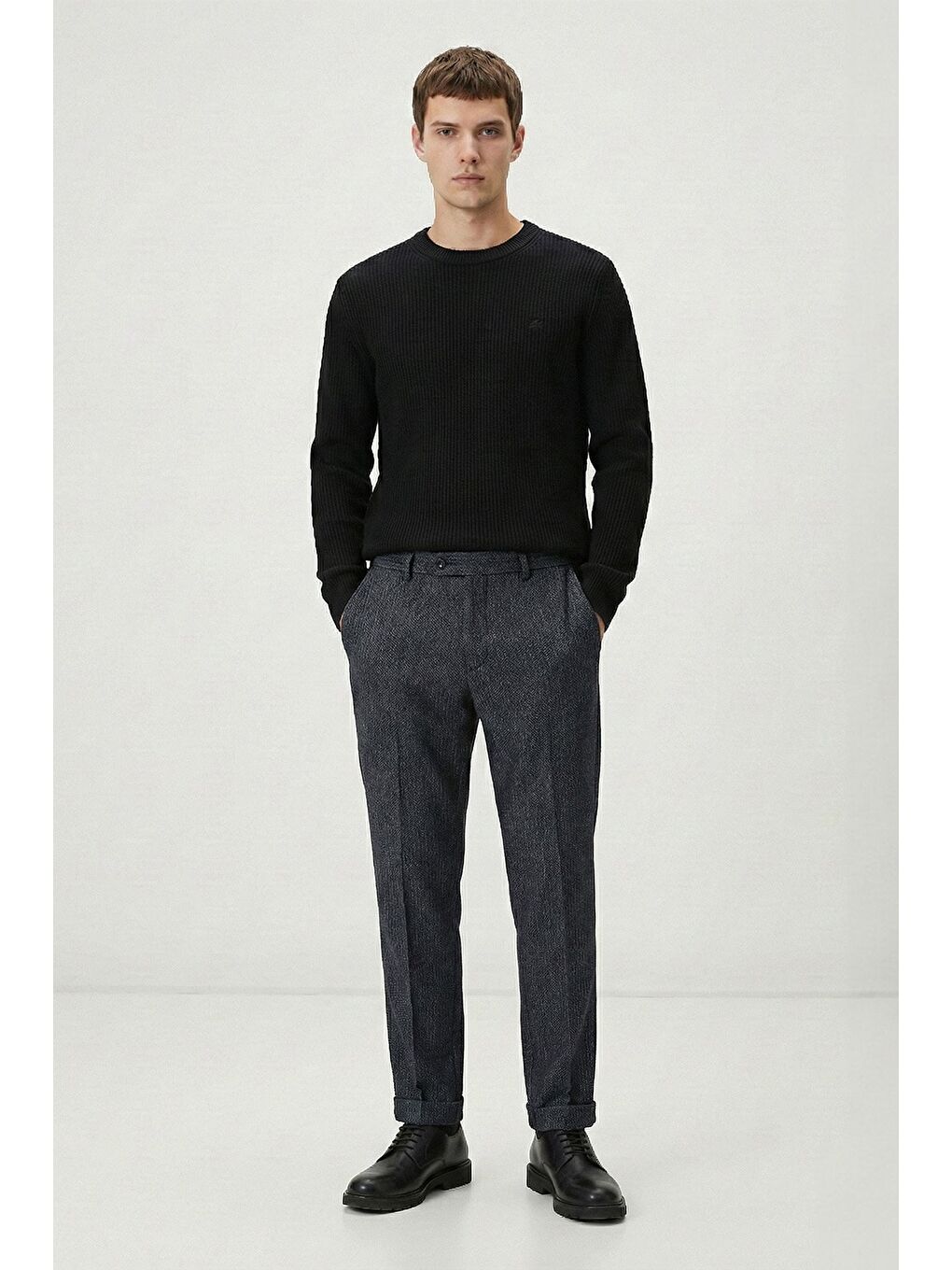 Giotelli Antrasit Dokuma Kumaş Normal Bel Standart Boy Erkek Pantolon-1