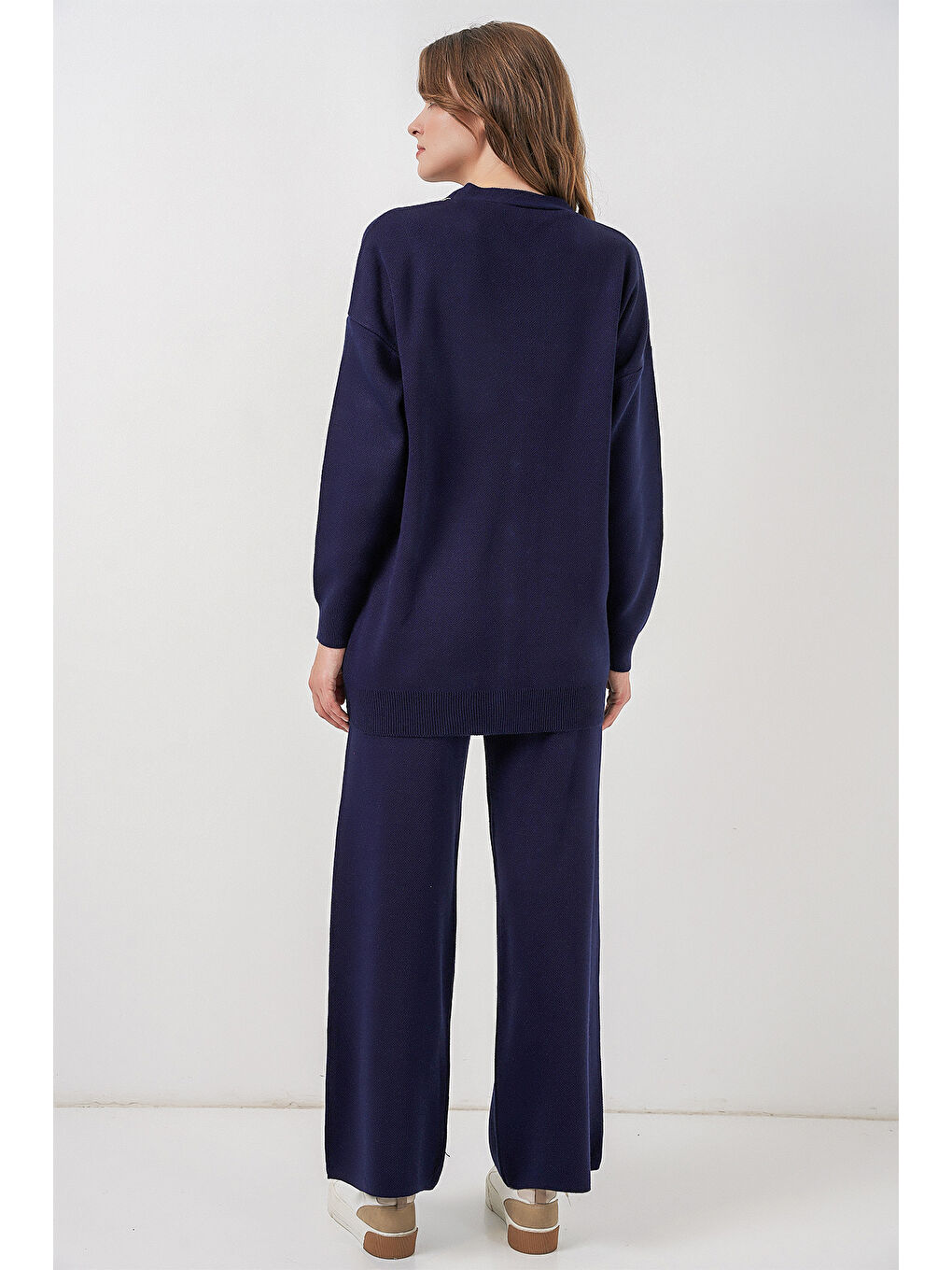 Kadın Hırka Pantolon Triko İkili Takım 15956 - Lacivert-5