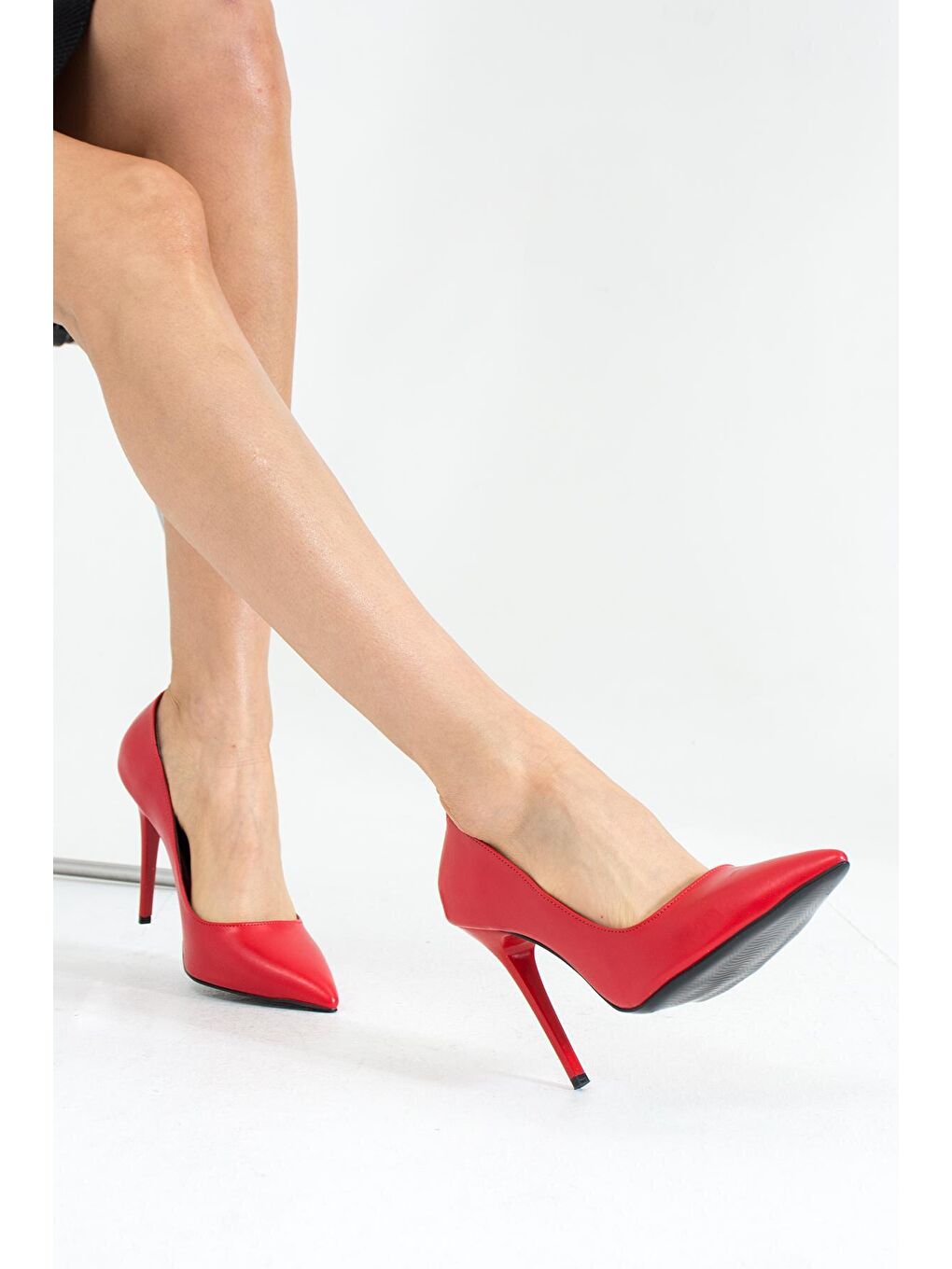 Kırmızı Rahat Kalıp Uzun Topuklu Kadın Klasik Stiletto 017-1770-23Cilt-2