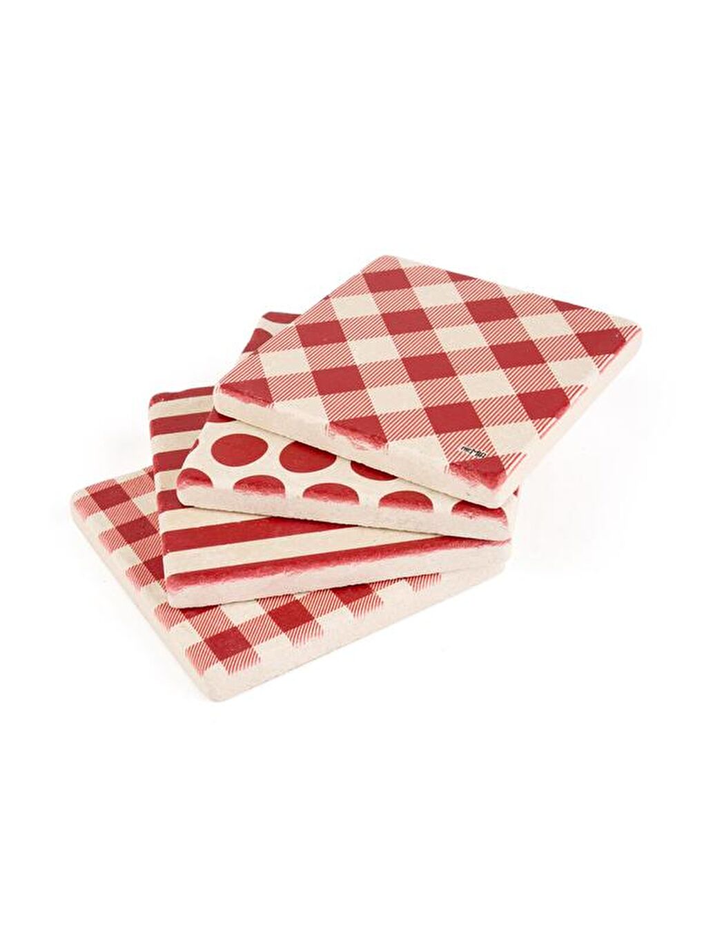 4 Parça Bardak Altlığı Seti - Kırmızı - 10x10 cm-2