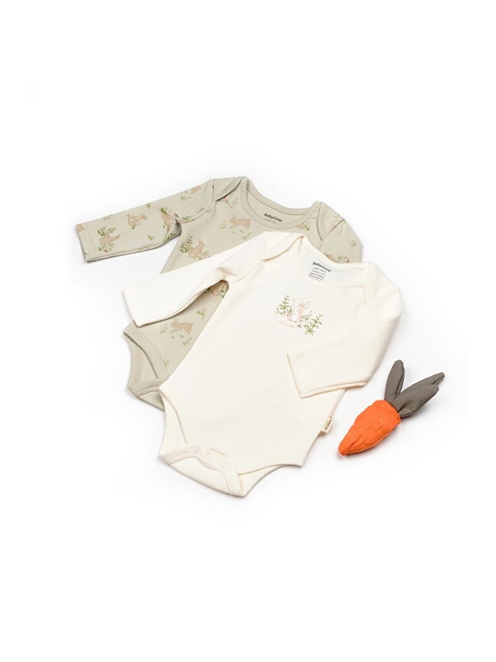 BabyCosy Organic Wear Ekru Bebek 2li Uzun Kollu Badi %100 Organik Pamuk, Bebek ve Yenidoğan Serisi - CSY5789