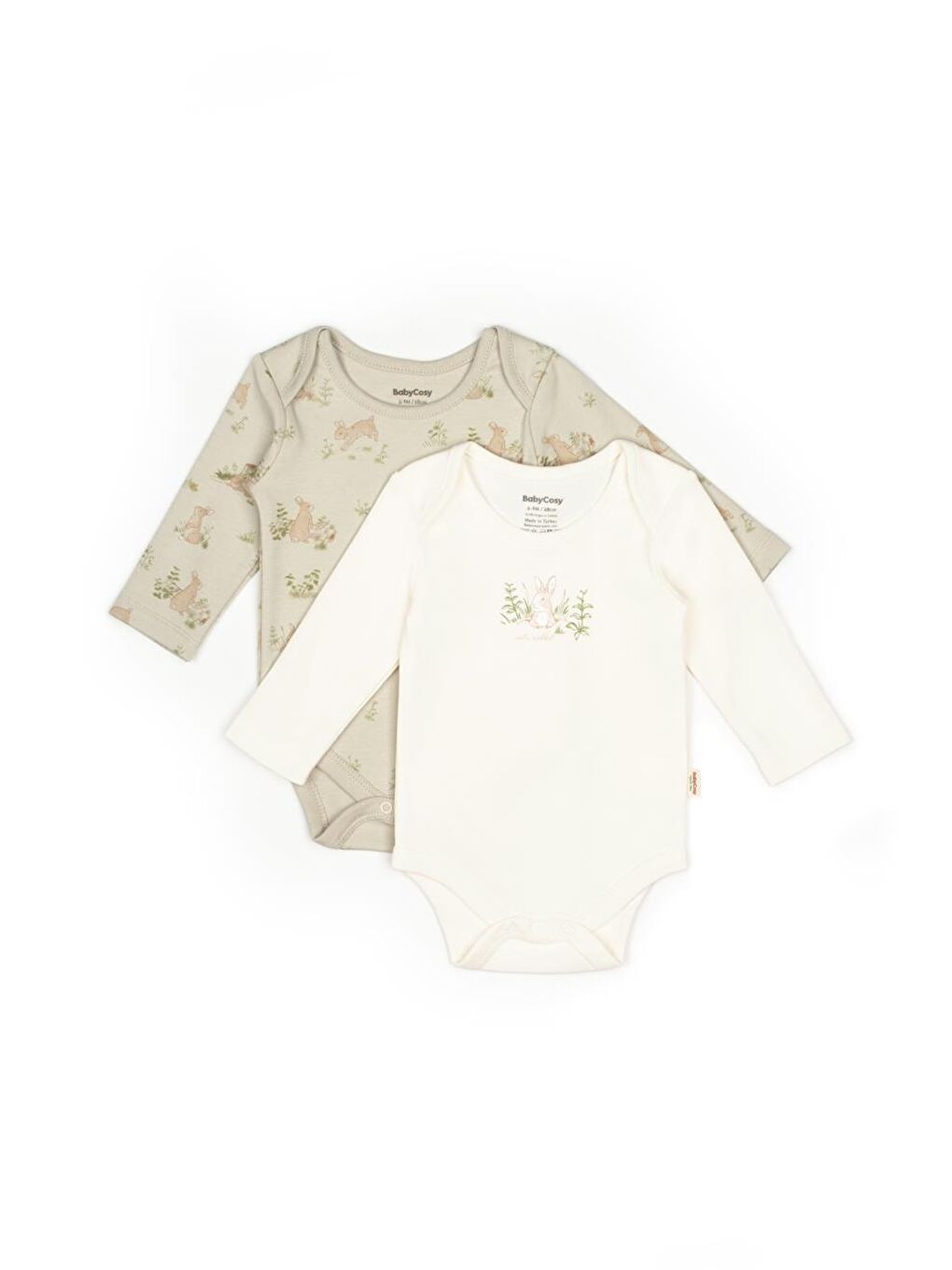 BabyCosy Organic Wear Ekru Bebek 2li Uzun Kollu Badi %100 Organik Pamuk, Bebek ve Yenidoğan Serisi - CSY5789 - 1