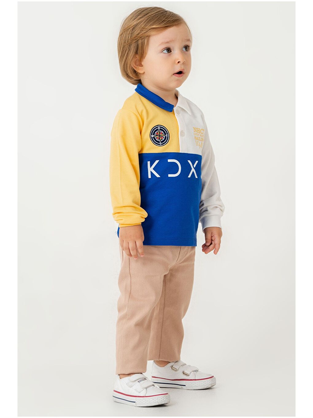 Mavi Erkek Bebek Pamuklu Polo Takım Pantolon Üst İkili Takım-1