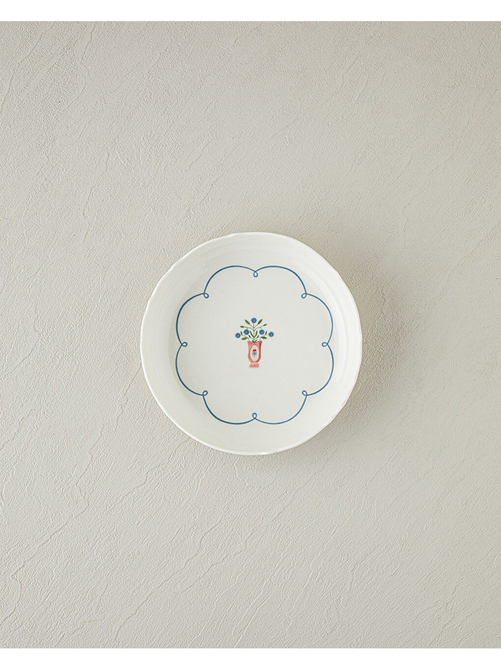 Retro Ruby New Bone China Çukur Tabak 19 cm Beyaz - Mavi-1