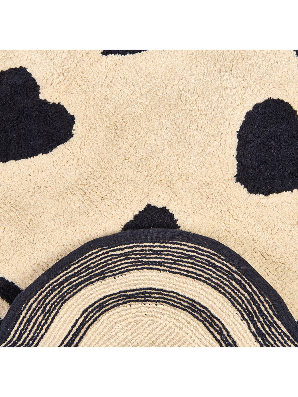 Soft Tufting Herz Banyo Paspası - Ekru - 60x90 cm-1