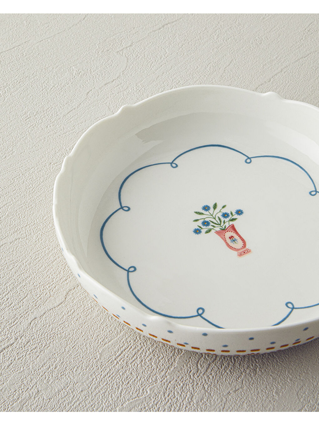 Retro Ruby New Bone China Çukur Tabak 19 cm Beyaz - Mavi-2