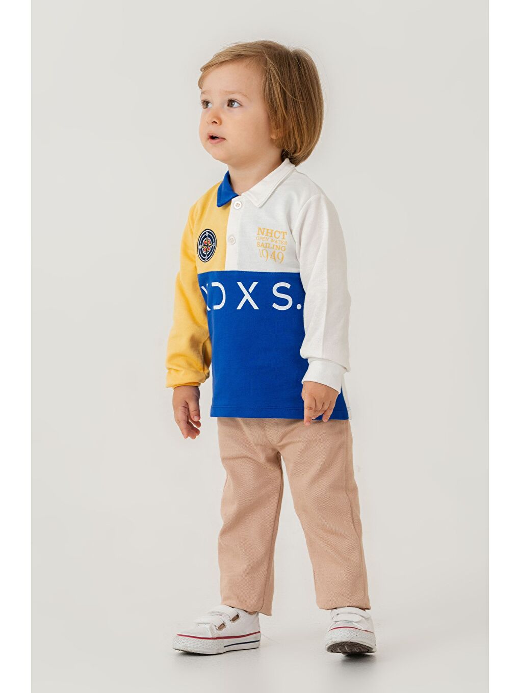 Mavi Erkek Bebek Pamuklu Polo Takım Pantolon Üst İkili Takım-2