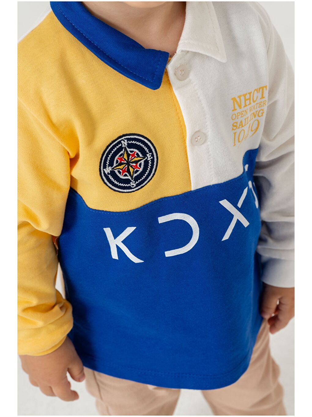 Mavi Erkek Bebek Pamuklu Polo Takım Pantolon Üst İkili Takım-3