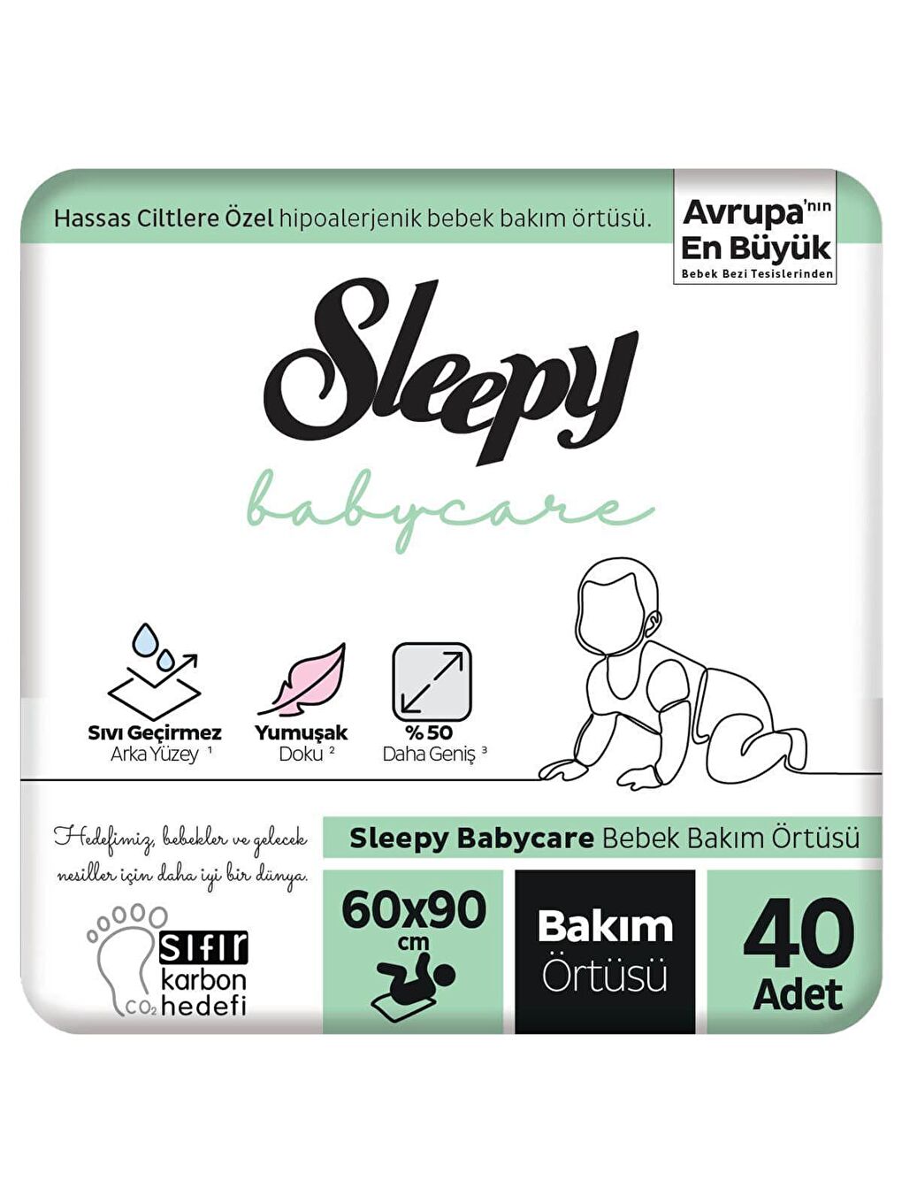 Sleepy Beyaz Babycare Bebek Bakım Örtüsü 60x90 cm 4x10 40 Adet