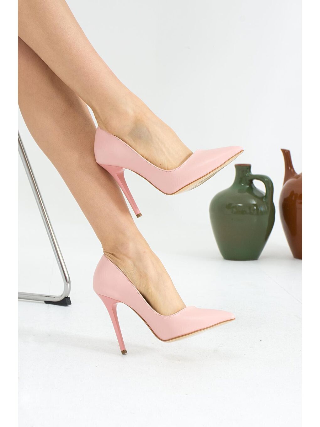 Pembe Rahat Kalıp Uzun Topuklu Kadın Klasik Stiletto 017-1770-23Cilt-1