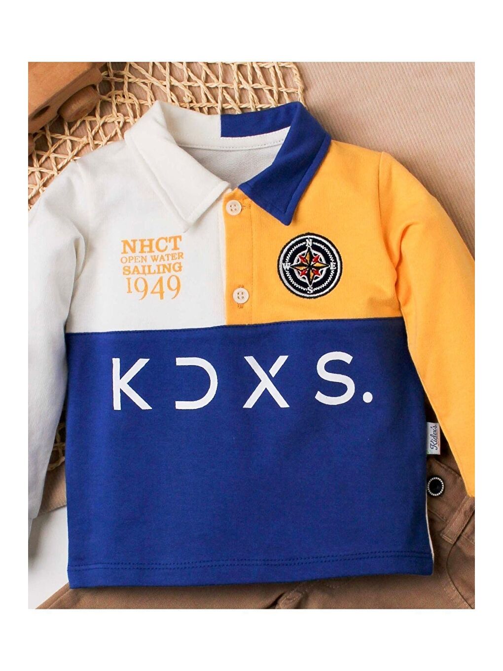 Mavi Erkek Bebek Pamuklu Polo Takım Pantolon Üst İkili Takım-5