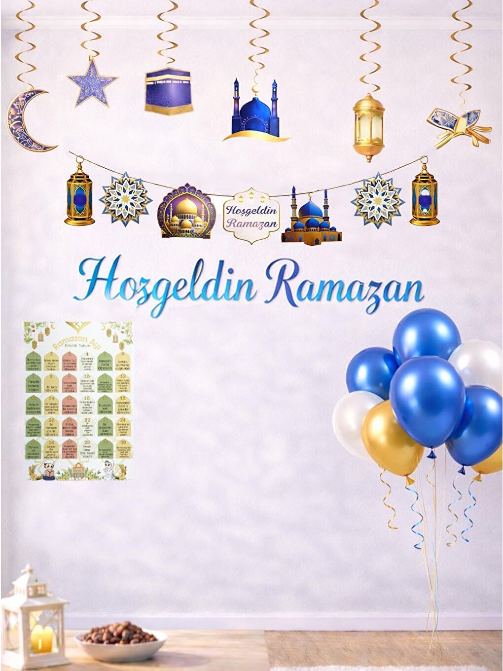 Hoşgeldin Ramazan Dekorasyon Seti – Lacivert Süsleme Seti