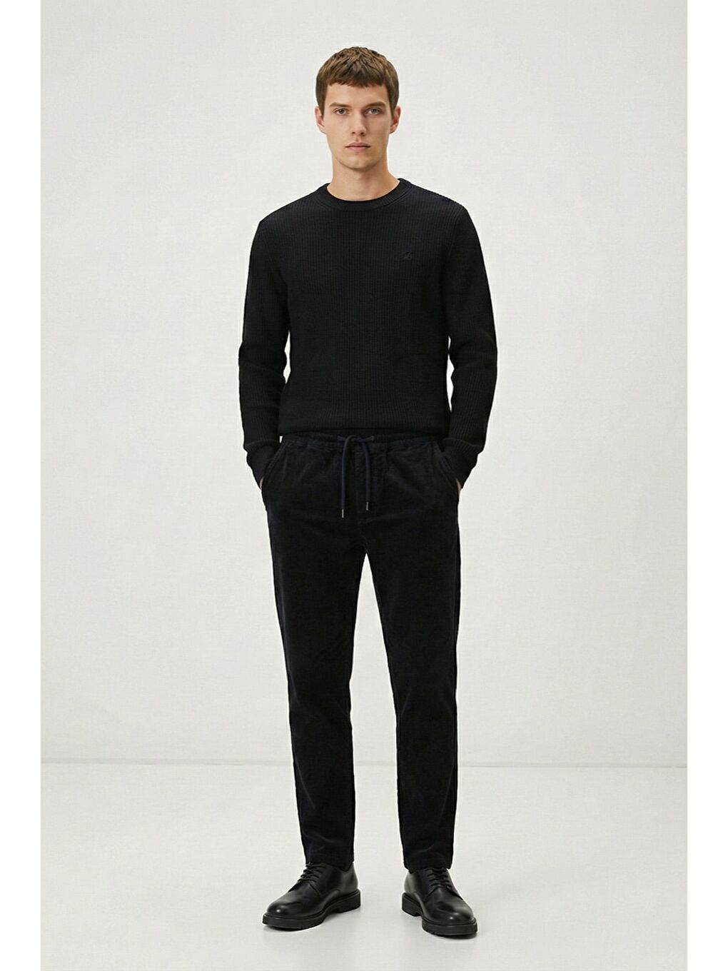 Giotelli Siyah Dokuma Kumaş Normal Bel Standart Boy Erkek Pantolon-1