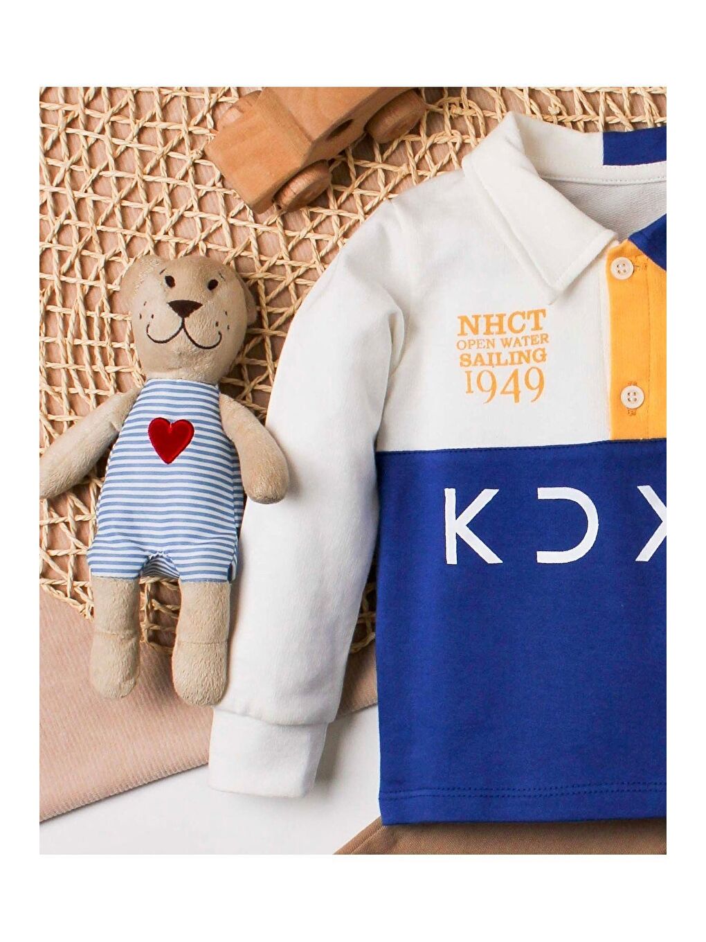 Mavi Erkek Bebek Pamuklu Polo Takım Pantolon Üst İkili Takım-7