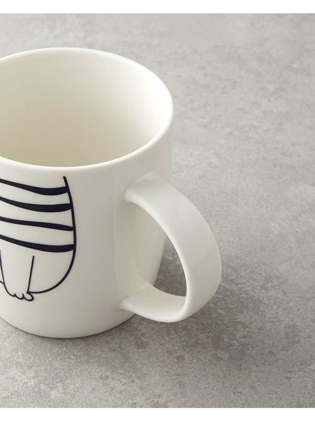 Mingle Catty New Bone China Kaseli Kupa 360 ml-13 cm Siyah - Beyaz-3