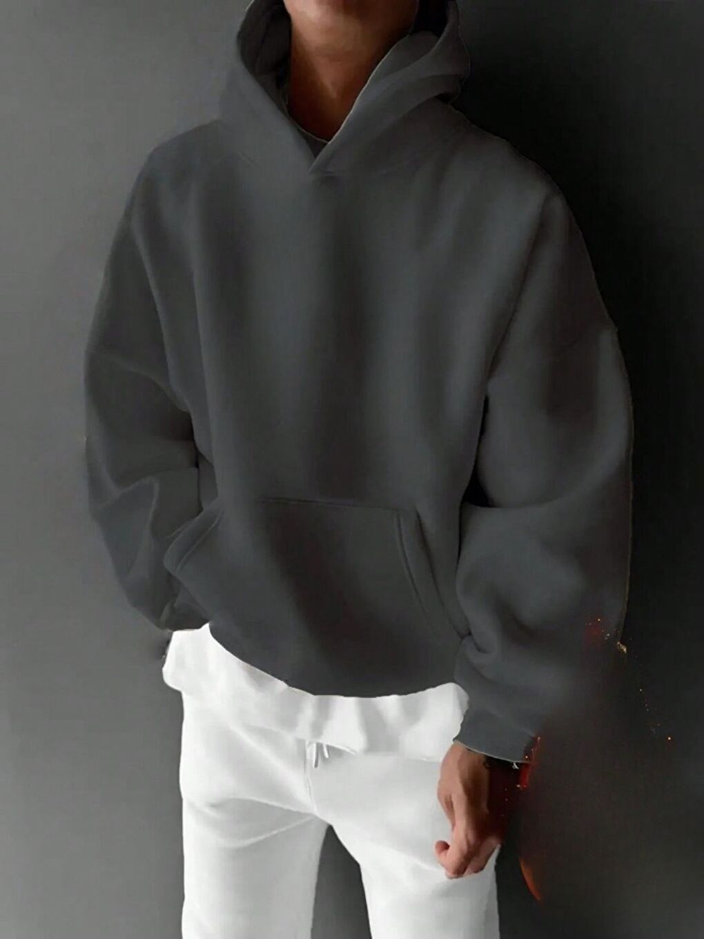 Gri Füme Live Roses Baskılı Oversize Sweatshirt-1