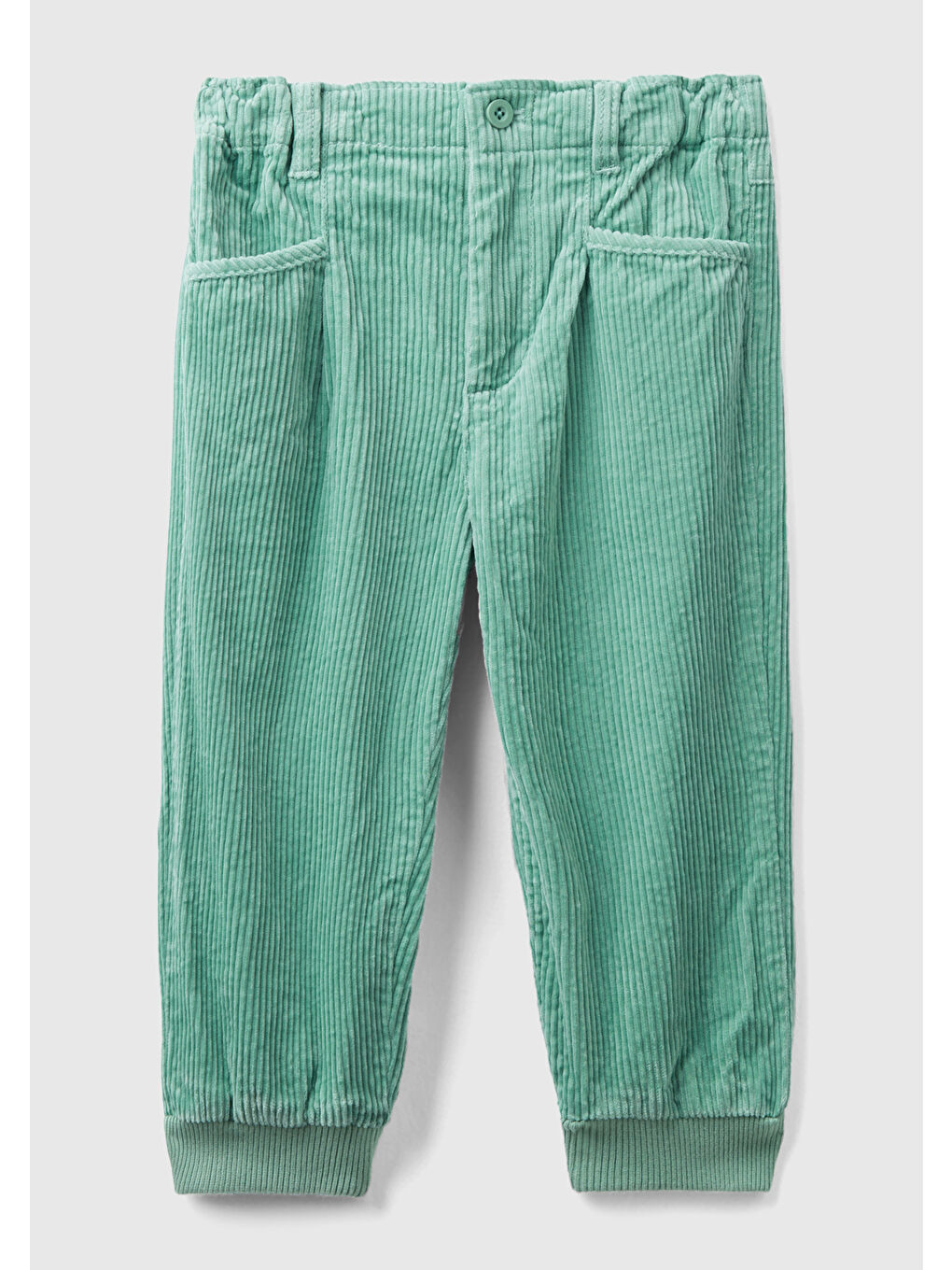 Turkuaz Erkek Çocuk Su Yeşili Paçası Lastikli Kadife Pantolon