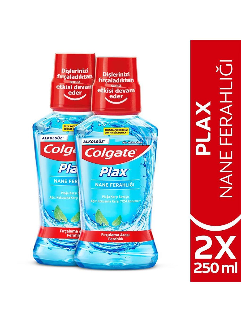 Colgate Mavi Plax Nane Ferahlığı Plağa Karşı Alkolsüz Ağız Bakım Suyu 250 ml x 2 Adet