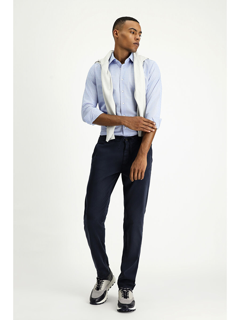 Mavi Uzun Kol Slim Fit Dar Kesim Desenli Klasik Pamuklu Kolay Ütülenebilir Gömlek