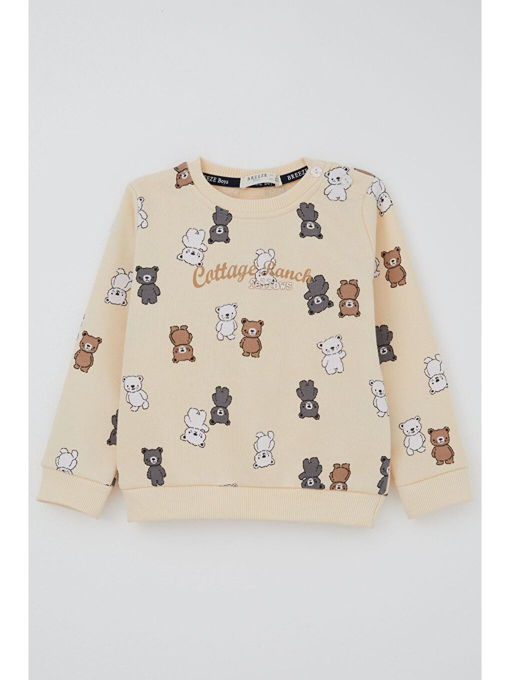 Ekru Erkek Çocuk Eşofman Takımı Sevimli Ayıcıklar Desenli Krem (1-3 Yaş)-2