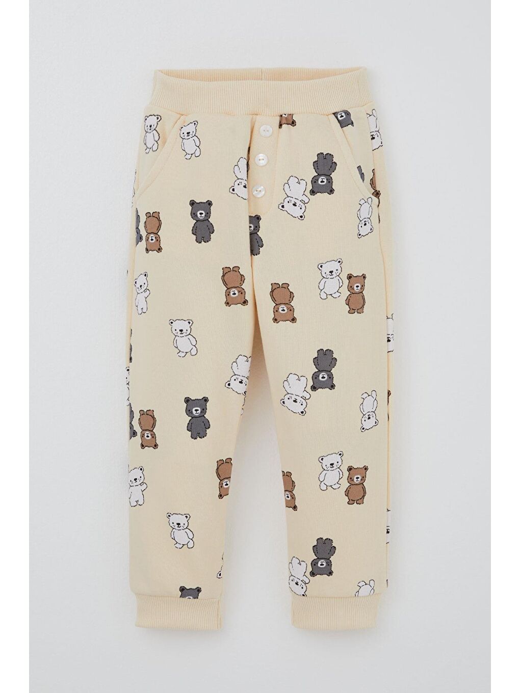 Ekru Erkek Çocuk Eşofman Takımı Sevimli Ayıcıklar Desenli Krem (1-3 Yaş)-3