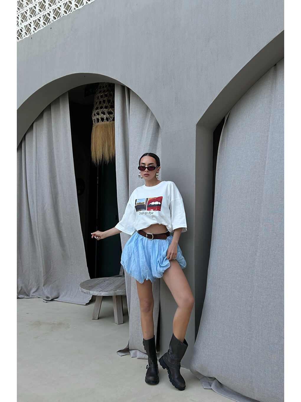 Karışık Kadın Mavi Balon Etek 1017-4139-1