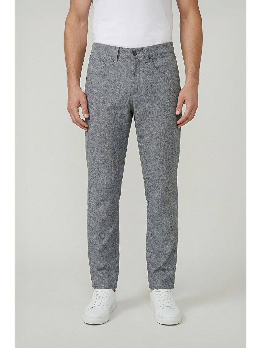 Giotelli Gri Dokuma Kumaş Normal Bel Standart Boy Erkek Pantolon