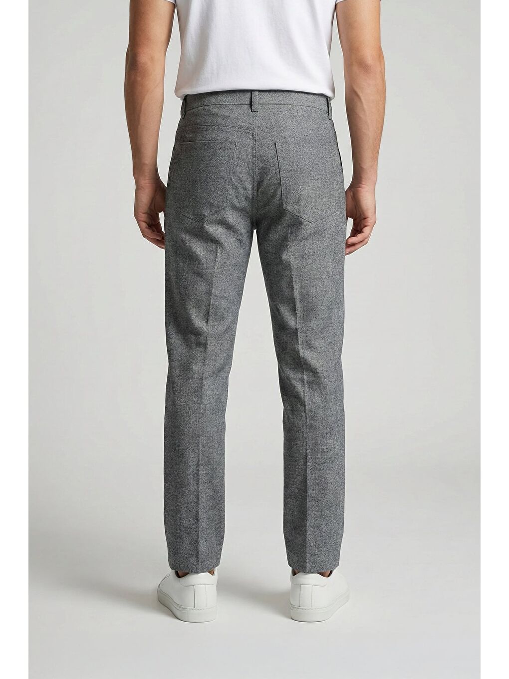 Giotelli Gri Dokuma Kumaş Normal Bel Standart Boy Erkek Pantolon-3